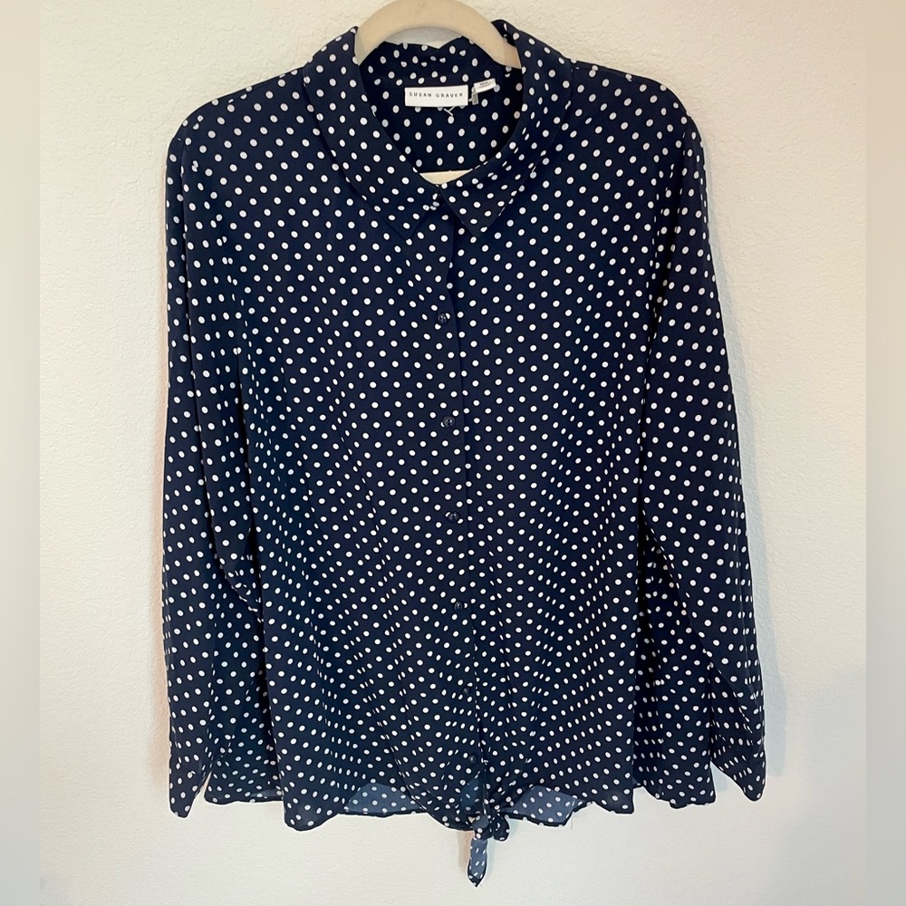 Susan Graver Polka dot Button down shirt size 18W
